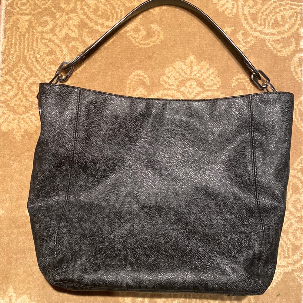 Michael Kors Black MK purse with Silver MK & chain link handles